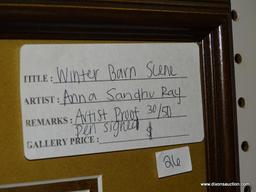 ANNA SANDHU RAY "WINTER BARN" ARTIST PROOF; FRAMED ARTIST PROOF BY ANNA SANDHU RAY (WIFE OF JAMES