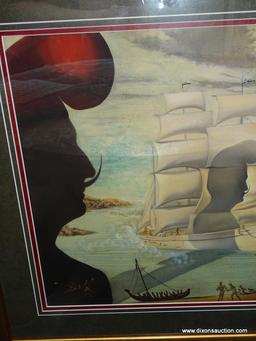 SALVADOR DALI "SALING BOAT IN PORT" PRINT; ABSTRACT SALVADOR DALI GICLEE PRINT DEPICTING A LARGE