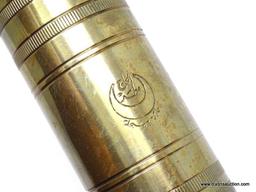 (LEFT WALL) BRASS PEPPER GRINDERS; FOUR MIDDLE EASTERN BRASS PEPPER GRINDERS- 3- 12 IN H AND 1- 8 IN