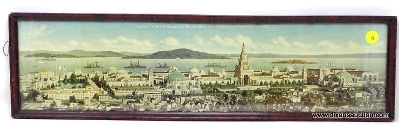 (LEFT WALL) FRAMED 1915 PRINT; FRAMED PRINT OF PANORAMIC VIEW OF THE PANAMA-PACIFIC INTERNATIONAL