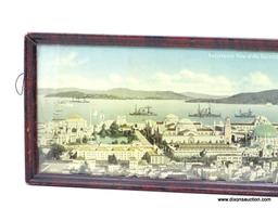 (LEFT WALL) FRAMED 1915 PRINT; FRAMED PRINT OF PANORAMIC VIEW OF THE PANAMA-PACIFIC INTERNATIONAL