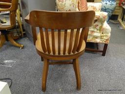 (R2) VINTAGE ARMCHAIR; ONE OF A PR. OF MAHOGANY JURY ARMCHAIRS- 24 IN X 24 IN X 32 IN (MATCHES 345)