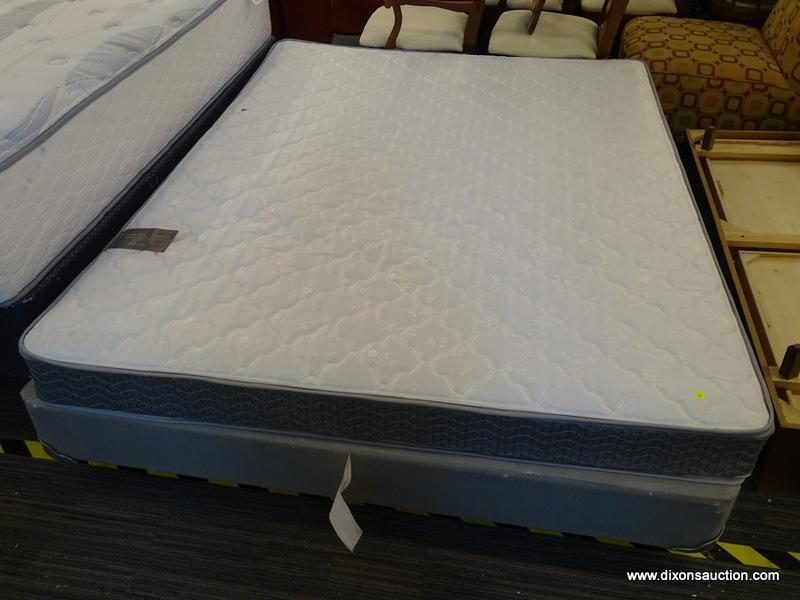 MAXWELL ASHBY, AVALON COLLECTION, BRONZE, QUEEN SIZE MATTRESS WITH BOX SPRING AND METAL BED FRAME.