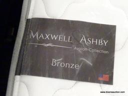 MAXWELL ASHBY, AVALON COLLECTION, BRONZE, QUEEN SIZE MATTRESS WITH BOX SPRING AND METAL BED FRAME.