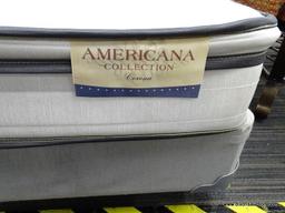 AMERICANA COLLECTION, CORONA, QUEEN SIZE MATTRESS WITH BOX SPRING AND METAL BED FRAME.