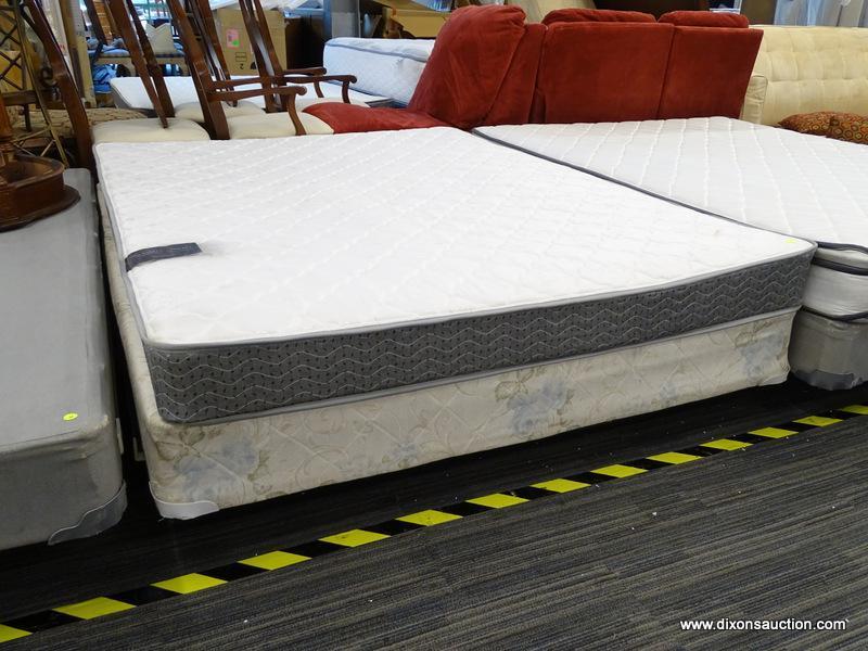 MAXWELL ASHBY, AVALON COLLECTION, BRONZE, QUEEN SIZE MATTRESS WITH BOX SPRING AND METAL BED FRAME.