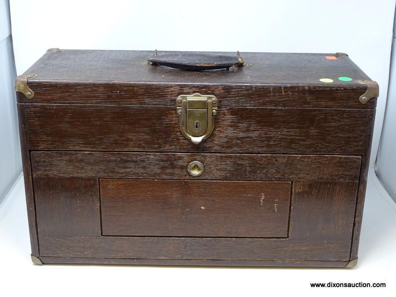 (R2) VINTAGE MACHINISTS CHEST; VINTAGE OAK 6 DRAWER MACHINIST CHEST- 20 IN X 8.5 IN X 12 IN