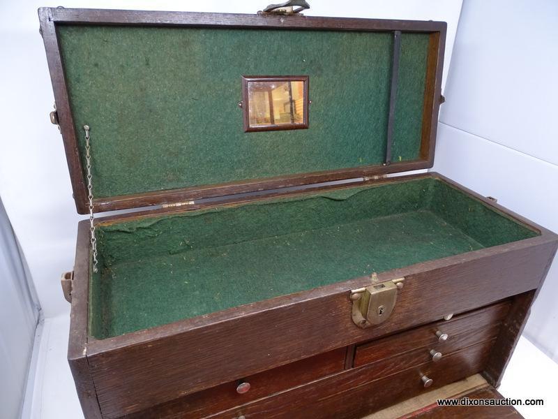 (R2) VINTAGE MACHINISTS CHEST; VINTAGE OAK 6 DRAWER MACHINIST CHEST- 20 IN X 8.5 IN X 12 IN