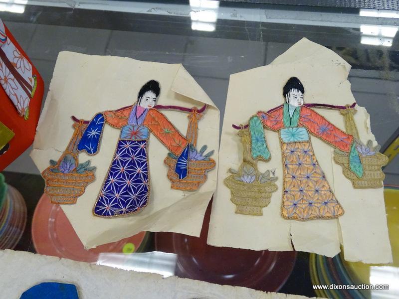 (RFRT) ORIENTAL PAPER DOLLS; GROUP OF HAND PAINTED AND SILK CLOTH PAPER DOLLS, FOLDING BOX WITH