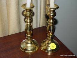 (LR) PAIR OF VIRGINIA METALCRAFTERS BRASS CANDLESTICKS; 2 PIECE SET OF 5.5" BRASS CANDLESTICKS.