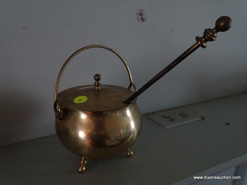 (LR) METAL BOX AND LIDDED FIRE STARTER SMUDGE POT W/ WAND; 2 PIECE LOT TO INCLUDE A BRASS FIRE