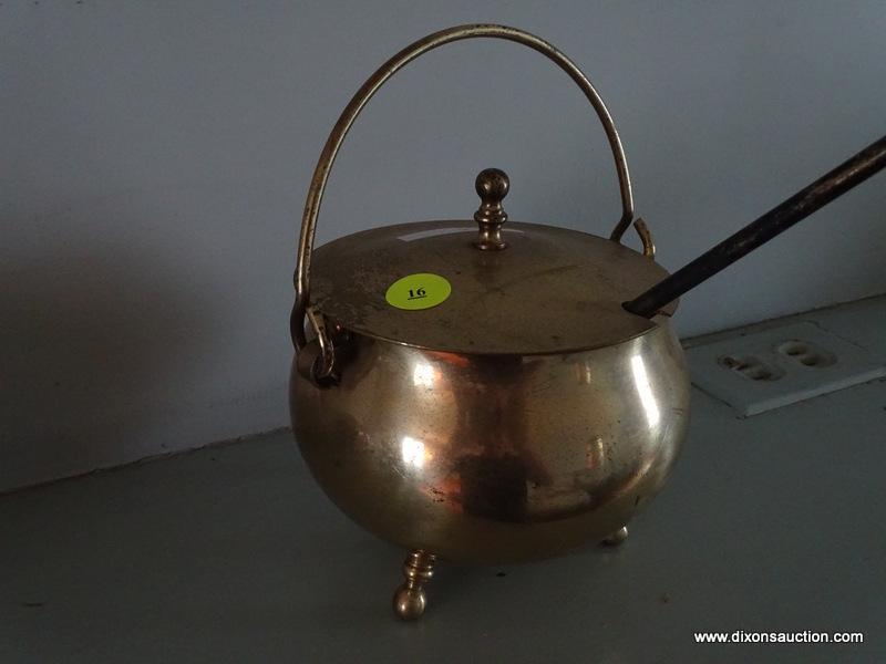 (LR) METAL BOX AND LIDDED FIRE STARTER SMUDGE POT W/ WAND; 2 PIECE LOT TO INCLUDE A BRASS FIRE