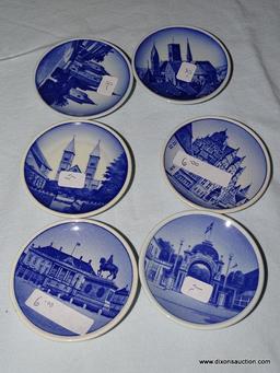 (LR) LOT OF ASSORTED BLUE AND WHITE CHINA; 11 PIECE LOT TO INCLUDE 6 COASTERS WITH DIFFERENT