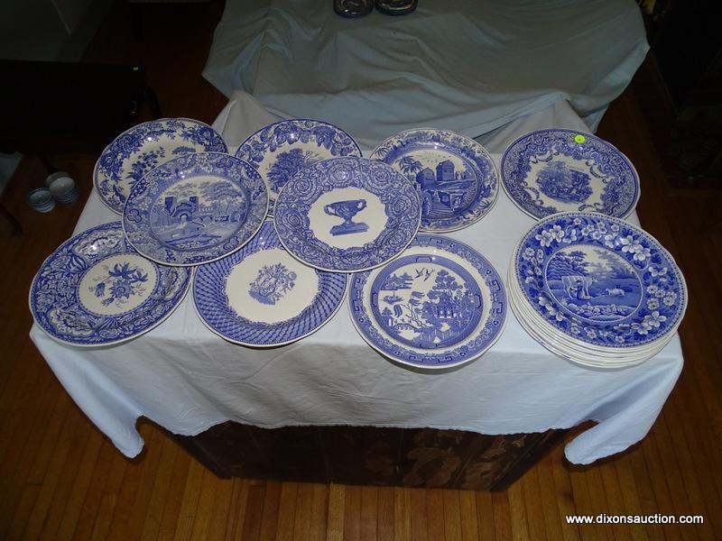 (LR) LOT OF SPODE BLUE ROOM COLLECTION DINNER PLATES; 18 PIECE LOT OF SPODE BLUE ROOM DINNER PLATES