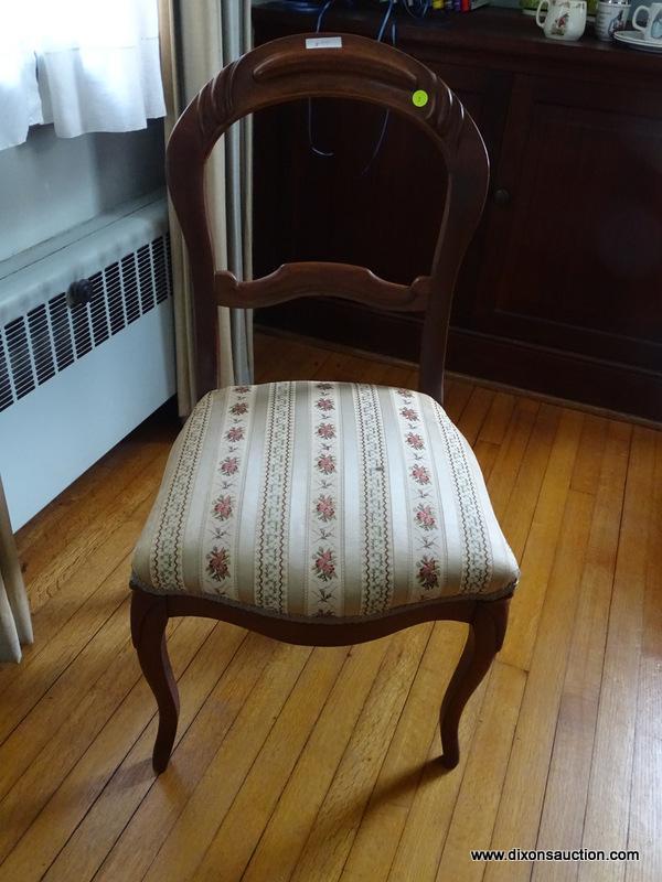(LR) FRENCH PROVINCIAL STYLE SIDE CHAIR; VINTAGE MAHOGANY, FRENCH PROVINCIAL COUNTRY STYLE SIDE