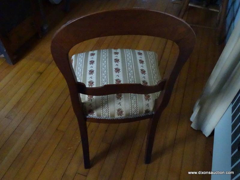 (LR) FRENCH PROVINCIAL STYLE SIDE CHAIR; VINTAGE MAHOGANY, FRENCH PROVINCIAL COUNTRY STYLE SIDE