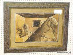 "QUEEN OF SALOME" FRAMED GICLEE BY SALVADOR DALI; DEPICTS AN ABSTRACT SCENE OF A NUDE WOMAN AND MANS