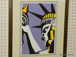 "I LOVE LIBERTY" BY ROY LICHTENSTEIN; FRAMED GICLEE PRINT DEPICTS A POP ART STATUE OF LIBERTY WITH A