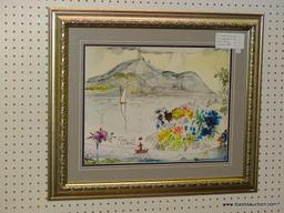 "LARGO DE GORDA" FRAMED GICLEE BY SALVADOR DALI; ABSTRACT WATERCOLOR GICLEE PRINT DEPICTS AN