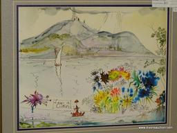 "LARGO DE GORDA" FRAMED GICLEE BY SALVADOR DALI; ABSTRACT WATERCOLOR GICLEE PRINT DEPICTS AN