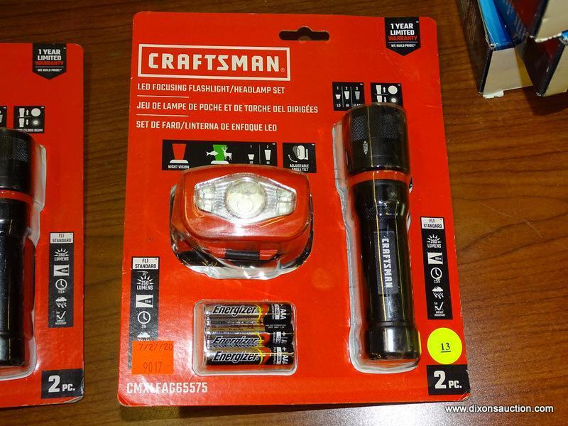 (RWALL) CRAFTSMAN LED FOCUSTING FLASHLIGHT/HEADLAMP SET; 2 PIECE SET TO INCLUDE A 280 LUMENS