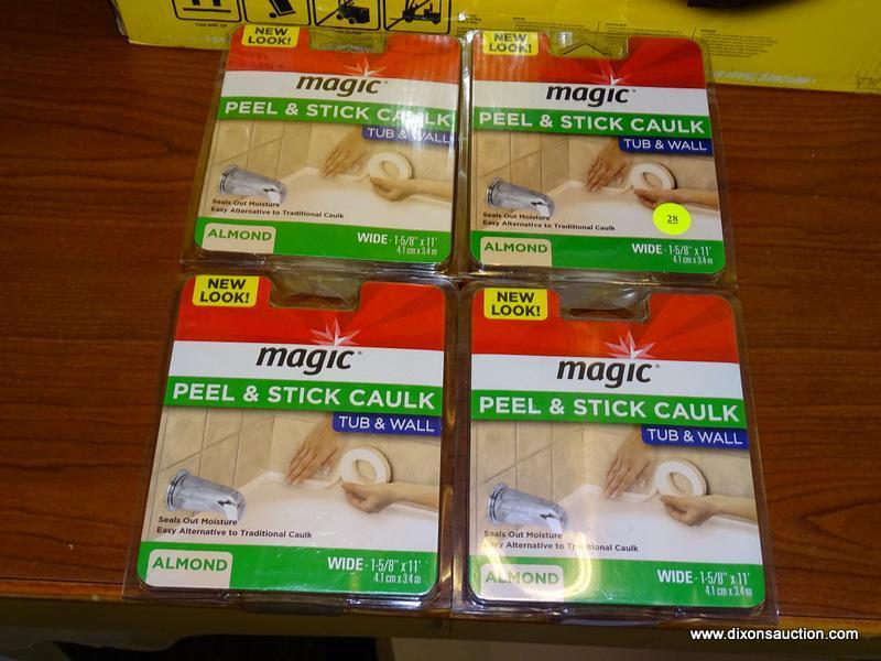 (RWALL) MAGIC PEEL & STICK CAULK - ALMOND; 4 PIECE SET OF MAGIC TUB & WALL, PEEL & STICK, WIDE CAULK