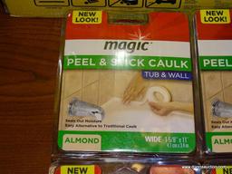 (RWALL) MAGIC PEEL & STICK CAULK - ALMOND; 4 PIECE SET OF MAGIC TUB & WALL, PEEL & STICK, WIDE CAULK