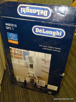 (R2) DELONGHI RADIANT HEATER; 1500 WATT, OIL-FILLED, ELECTRIC TOWER RADIANT SPACE HEATER. COMES IN