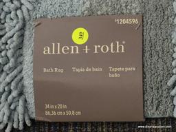 (R1) SET OF [3] ALLEN + ROTH AQUA COLORED BATH RUGS. MEASURES 34" X 20". EACH RETAILS FOR $24.98.