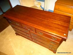 (LR) DRESSER; SOLID CHERRY 9 DRAWER DRESSER WITH DOVETAILED DRAWERS WITH CHERRY SECONDARY, SHELL