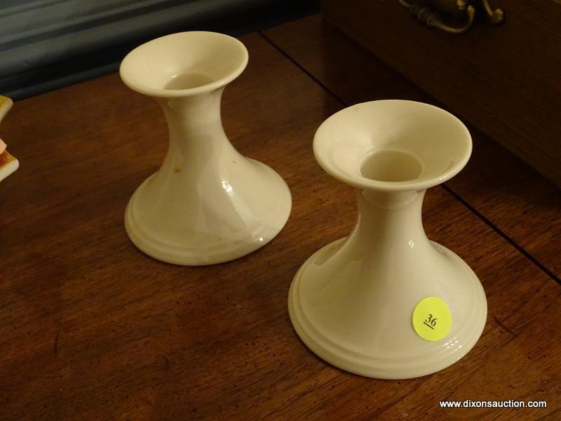 (DR) LENOX; 3 PCS. OF LENOX- DOVE SHAPED CANDY DISH, PR. OF 3 IN CANDLEHOLDERS, 10 IN LONG BOWL WITH