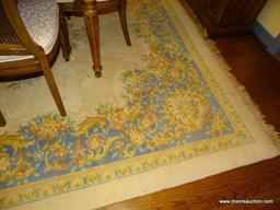 (DR) RUG; HAND SCULPTED CHINESE RUG IN IVORY AND BLUE- 8 FT. 5 IN X 12 FT.