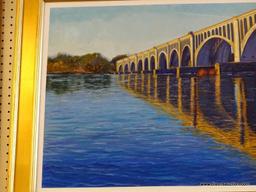 "CSX A-LINE RAILWAY BRIDGE" FRAMED OIL PAINTING BY ROBERT SESCO; THIS IS ANOTHER IN MY SERIES OF