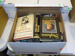 BOX LOT OF ASSORTED BOOKS; INCLUDES "FIVE PATIENTS, THE HOSPITAL EXPLAINED", "BETTER HOMES AND