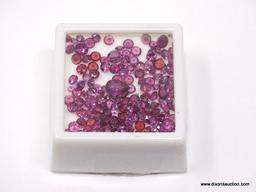 20CT OF MIXED SIZE AND SHAPE RHODOLITE GARNETS.