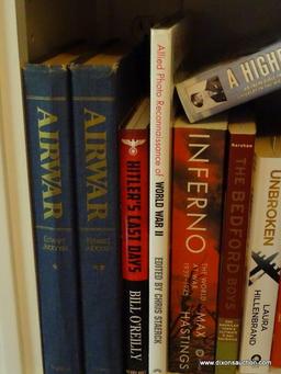 (LIBRARY) SHELF LOT OF WWII BOOKS; LOT INCLUDES- 2 VOLS OF AIR WAR, WORLD WAR II, INFERNO, A HIGHER