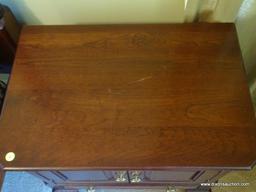 (MBED) NIGHT STAND; ONE OF A PR. OF PENNSYLVANIA HOUSE QUEEN ANNE NIGHT STANDS- 2 PANEL DOORS OVER 1