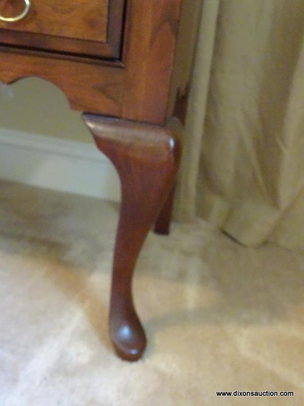 (MBED) NIGHT STAND; ONE OF A PR. OF PENNSYLVANIA HOUSE QUEEN ANNE NIGHT STANDS- 2 PANEL DOORS OVER 1