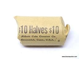 SILVER HALF DOLLAR, $10 BANK ROLL. DATES VARY.