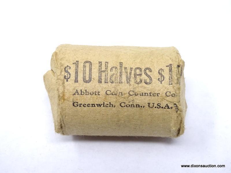 SILVER HALF DOLLAR, $10 BANK ROLL. DATES VARY.