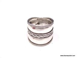 VINTAGE STERLING SILVER EXTRA WIDE DOUBLE BAND, CURRENTLY A SIZE 8. HAS BEEN ACID TESTED FOR PURITY.