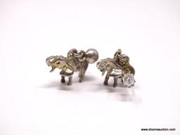 STERLING SILVER ELEPHANT POST EARRINGS, WITH UPTURNED TRUNKS (SYMBOLIZING GOOD LUCK). EARRINGS