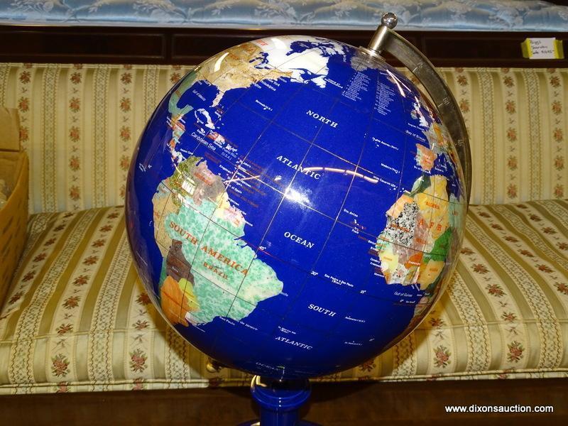 MAGNIFICENT BLUE LAPIS GEMSTONE SHOWPIECE WORLD GLOBE. A MUST HAVE FOR EVERY GEMSTONE COLLECTOR!