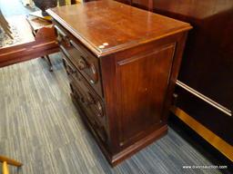 (WALL) 3-DRAWER CHEST OF DRAWERS; VINTAGE WALNUT CHEST OF DRWAERS WITH SCALLOPED, LEAF DETAILED CUP