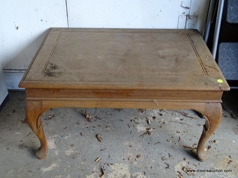 (GARAGE) COFFEE TABLE; MAPLE QUEEN ANNE COFFEE TABLE- 31 IN X 22 IN X 17 IN