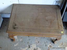 (GARAGE) COFFEE TABLE; MAPLE QUEEN ANNE COFFEE TABLE- 31 IN X 22 IN X 17 IN