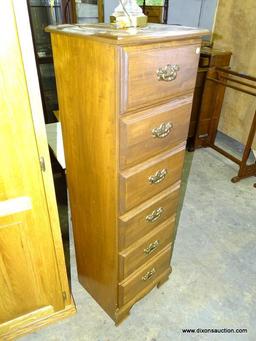 (GARAGE) LINGERIE CHEST; PINE 6 DRAWER LINGERIE CHEST- 17.5 IN X 15 IN X 54 IN