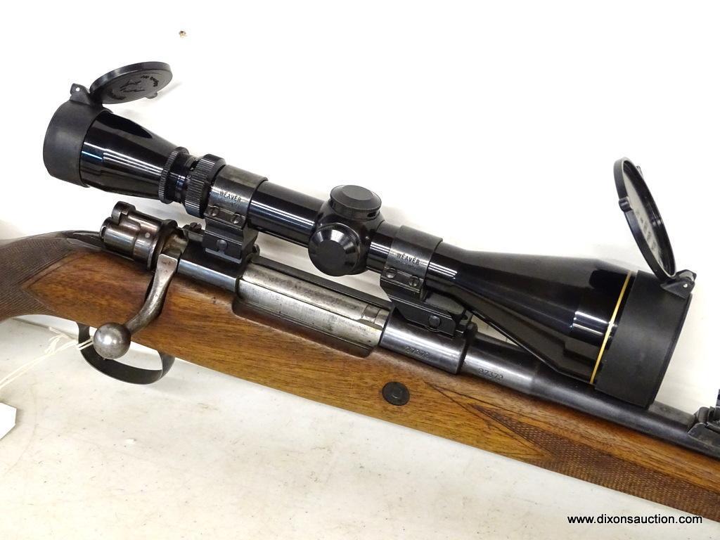 BELGIUM MAUSER BOLT ACTION .30-06 CALIBER WITH DETAILED STOCK. SERIAL #27327. COMES WITH LEUPOLD 3X9