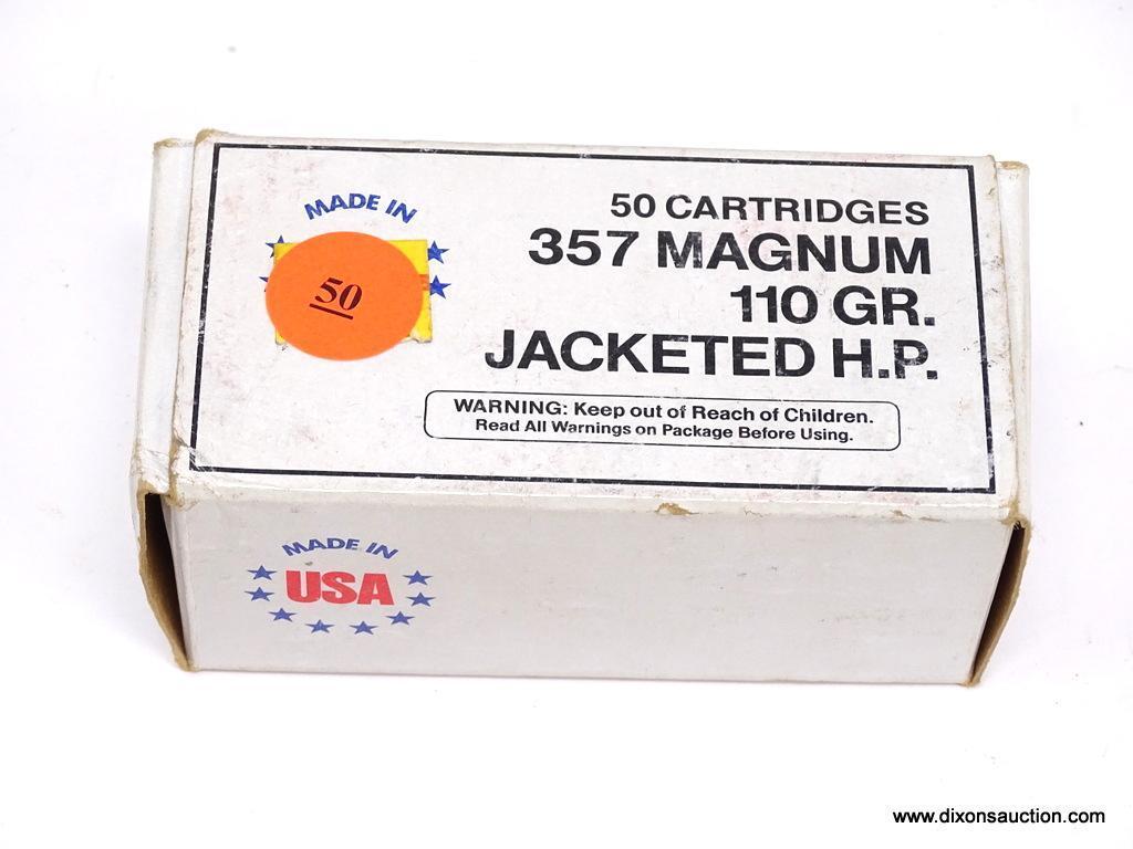 PARTIAL BOX (34) OF MIXED 357 MAGNUM 110 GR JACKETED H.P. AMMO.