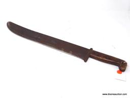 WWII PACIFIC THEATER NAVY ISSUE HD MACHETE WITH 18" BLADE. COMES WITH ORIGINAL LEATHER SHEATH.